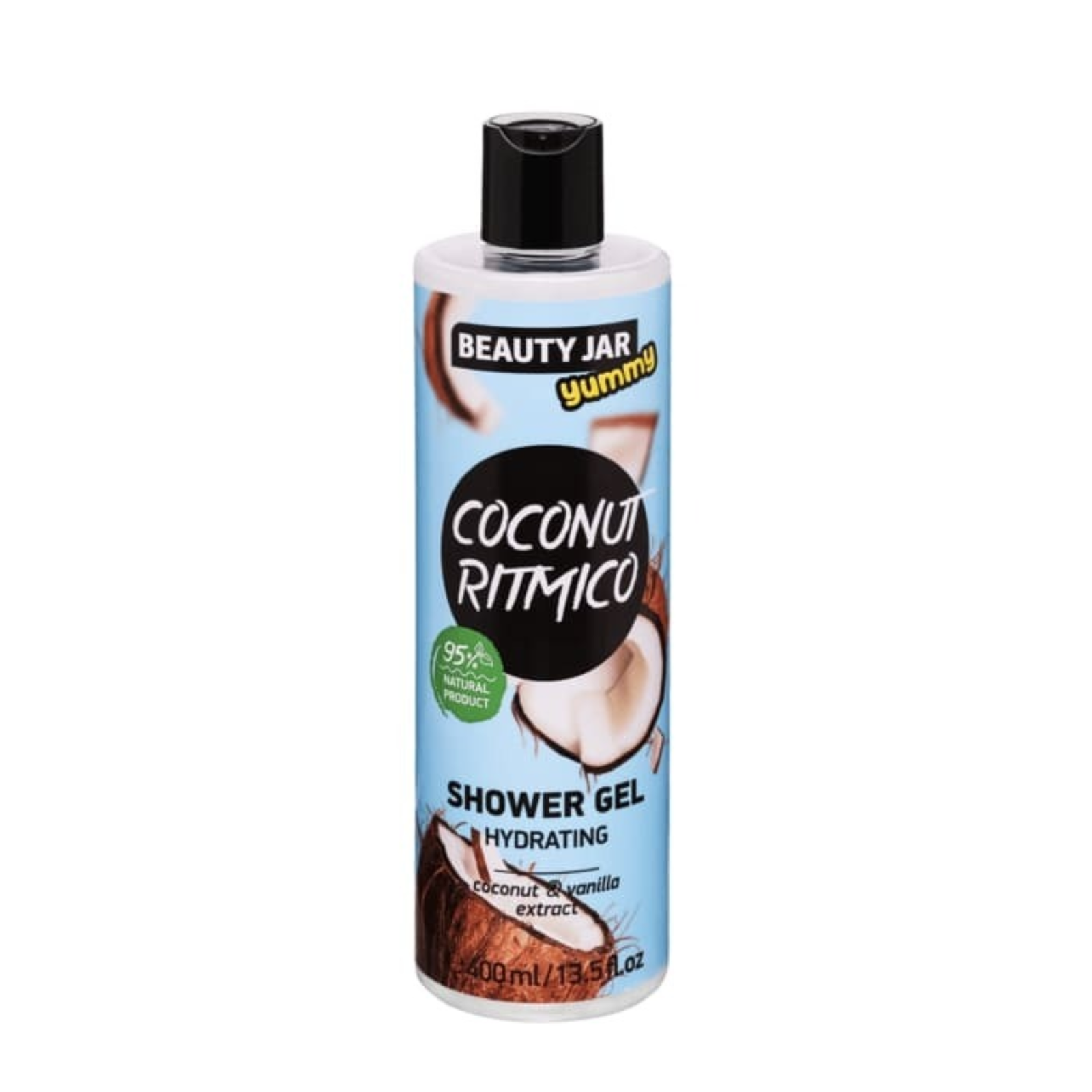 Gel de dus hidratant cu extract de cocos si vanilie, Coconut Ritmico, Beauty Jar Yummy, 400 ml