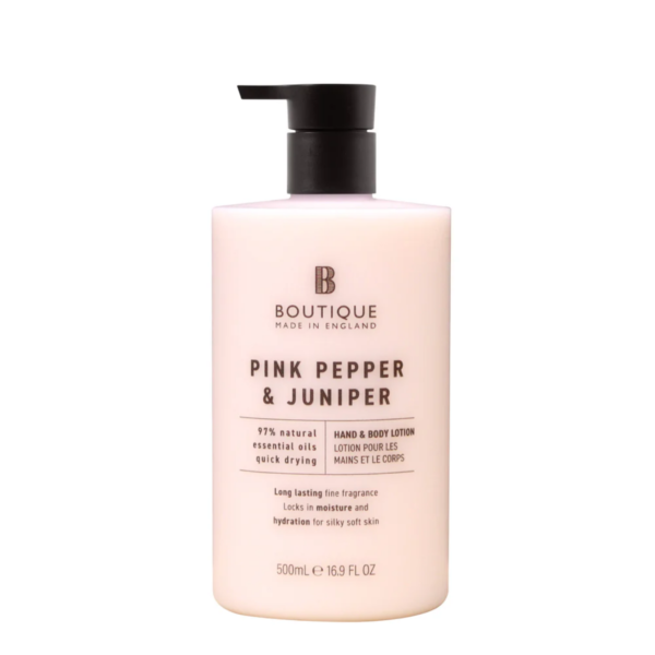 Lotiune pentru maini & corp cu parfum de piper roz & ienupar, Boutique, 500 ml
