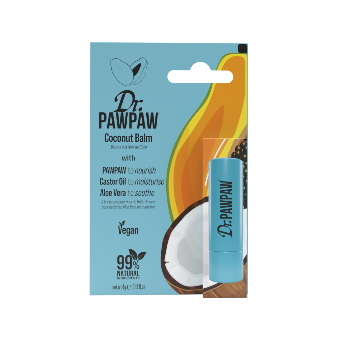 Balsam stick pentru buze, cu aroma de cocos si pawpaw, ulei de ricin si aloe vera, Dr.PAWPAW, 4 g