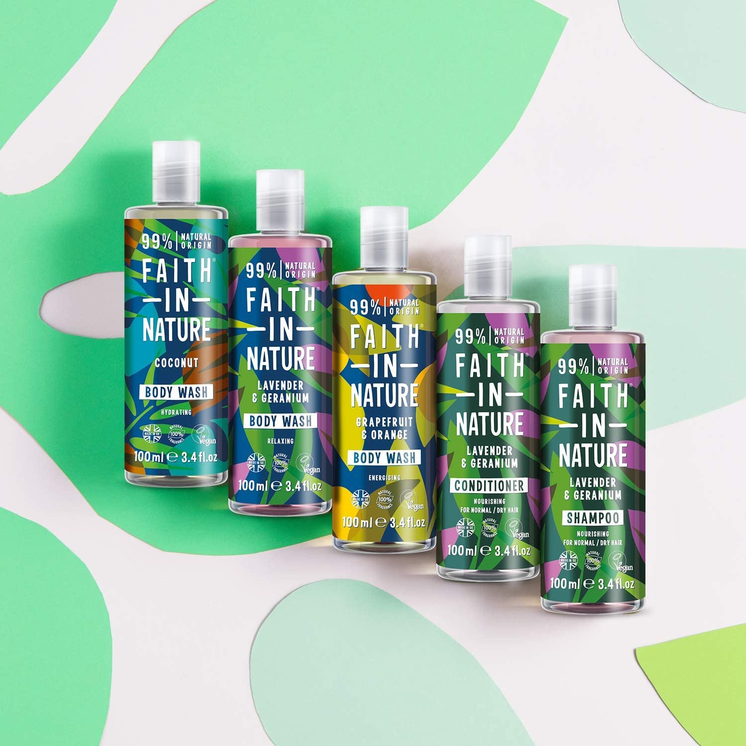 Gel de dus natural, energizant, cu grapefruit si portocala, Faith in Nature, 100 ml - imagine 3