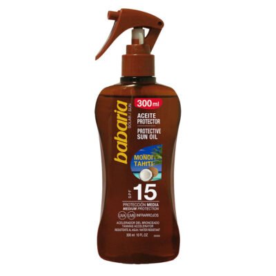 Ulei protectie solara SPF15 & accelerator bronzare tip spray, Monoi Tahiti, Babaria, 300 ml (Ambalaj deteriorat)