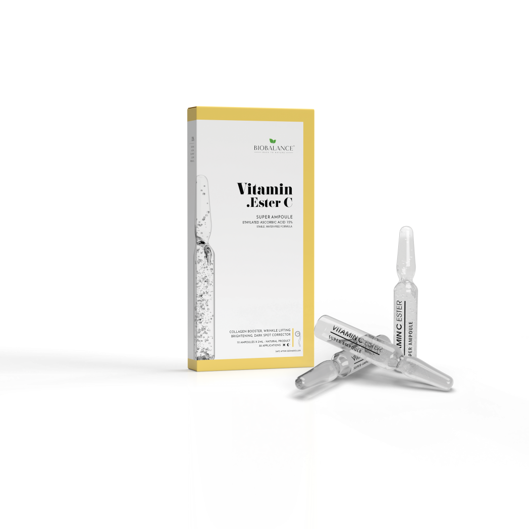 Vitamin Ester C Fiole concentrate cu efect de lifting si luminozitate, cu acid ascorbic 15%, Bio Balance, 10 x 2 ml