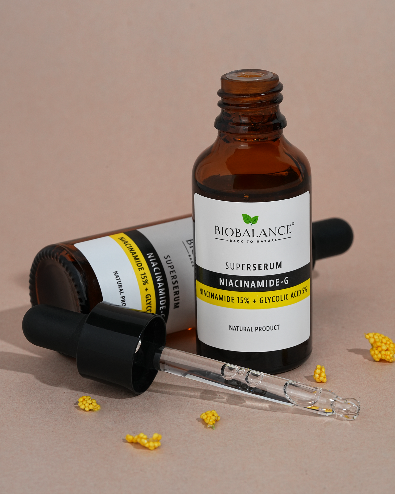 Super Serum Niacinamide-G cu Niacinamide 15% + Acid Glicolic 5%, Uniformizant, impotriva Petelor Pigmentare, Bio Balance, 30 ml - imagine 2