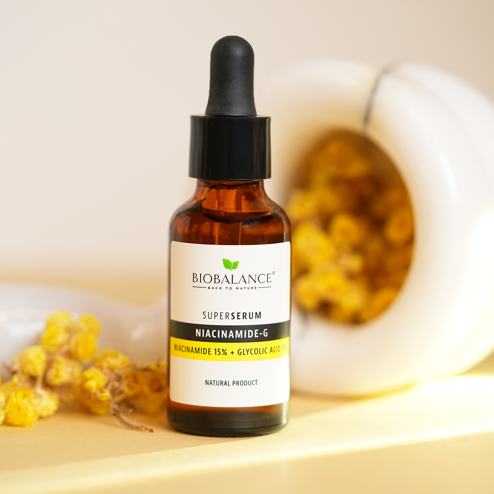 Super Serum Niacinamide-G cu Niacinamide 15% + Acid Glicolic 5%, Uniformizant, impotriva Petelor Pigmentare, Bio Balance, 30 ml - imagine 4