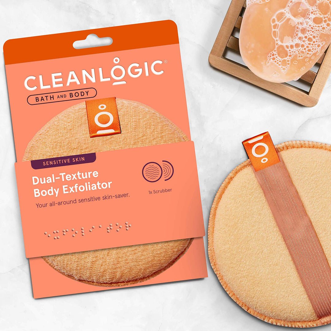 Burete Exfoliant pentru Piele Sensibila, cu Doua Texturi, Bath & Body, Cleanlogic, 1 buc. - imagine 5