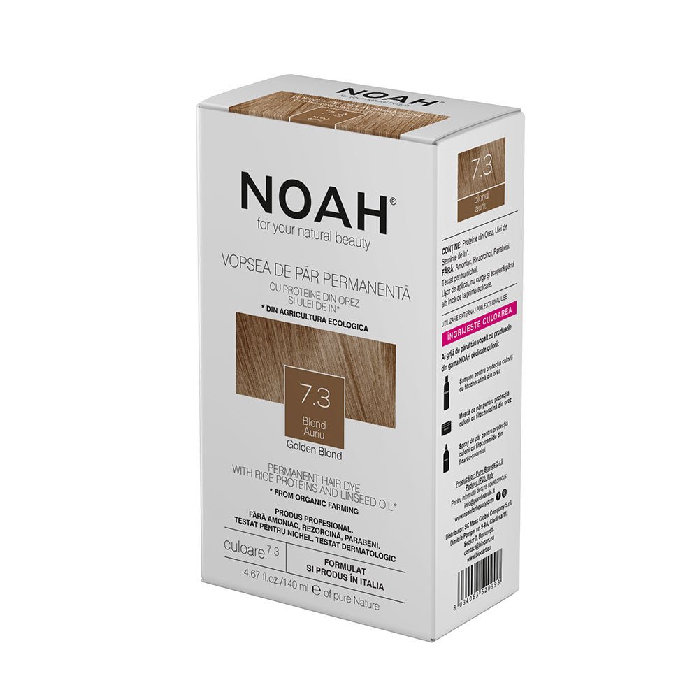 Vopsea de par naturala, Blond auriu, 7.3, Noah, 140 ml - imagine 5