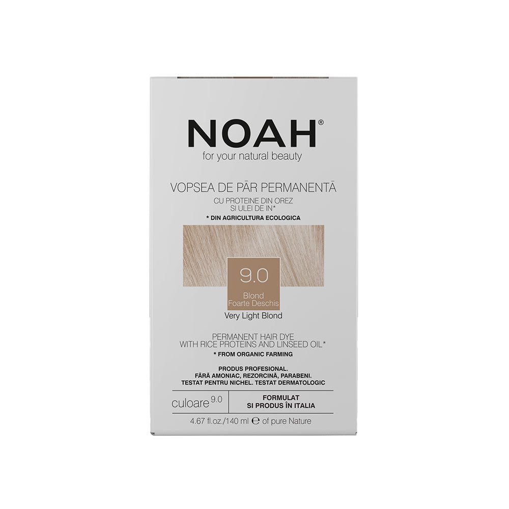 Vopsea de par naturala, Blond foarte deschis, 9.0, Noah, 140 ml