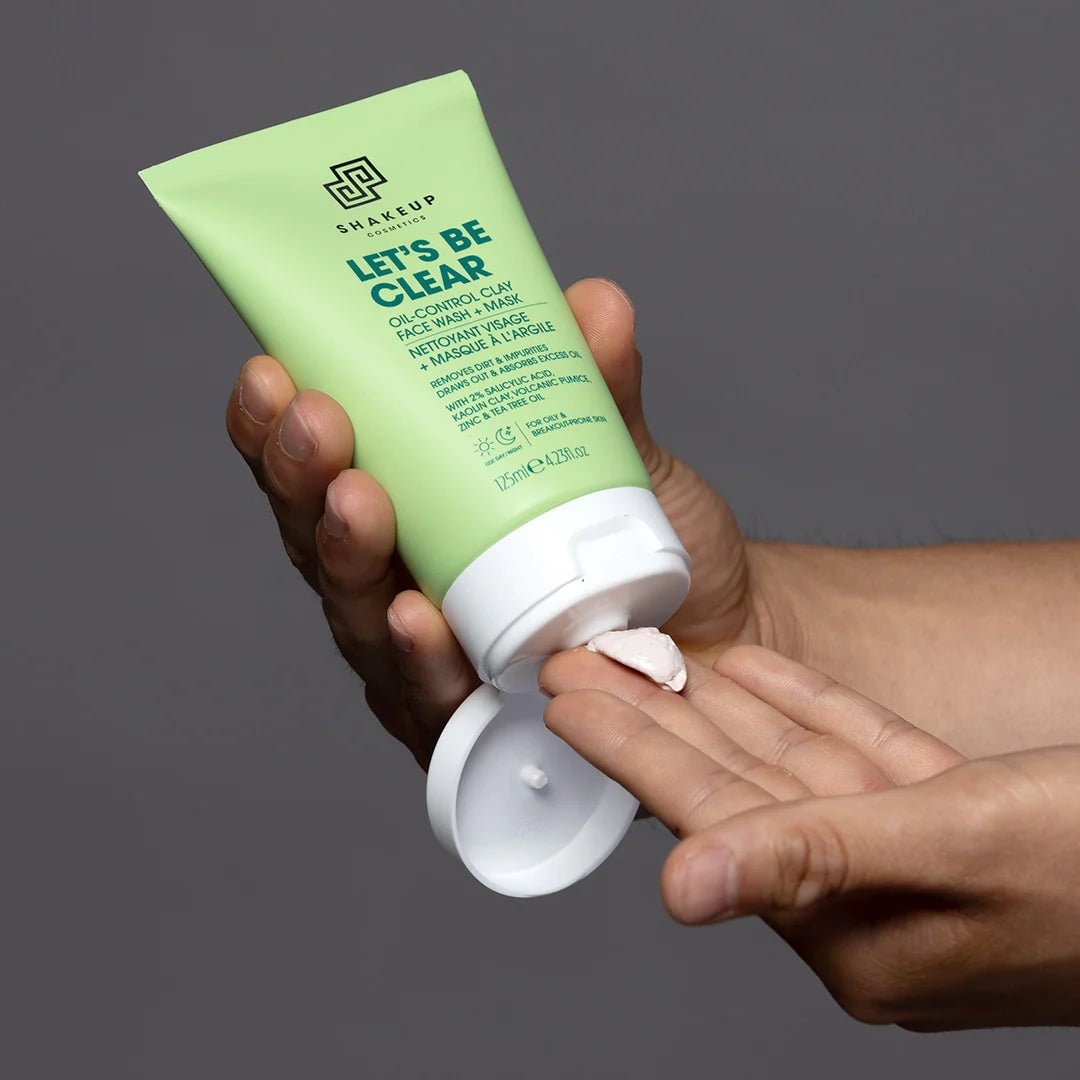 Gel de Curatare & Masca cu Argila pentru ten gras pentru Barbati, Let's Be Clear, SHAKEUP Cosmetics, 125 ml - imagine 3