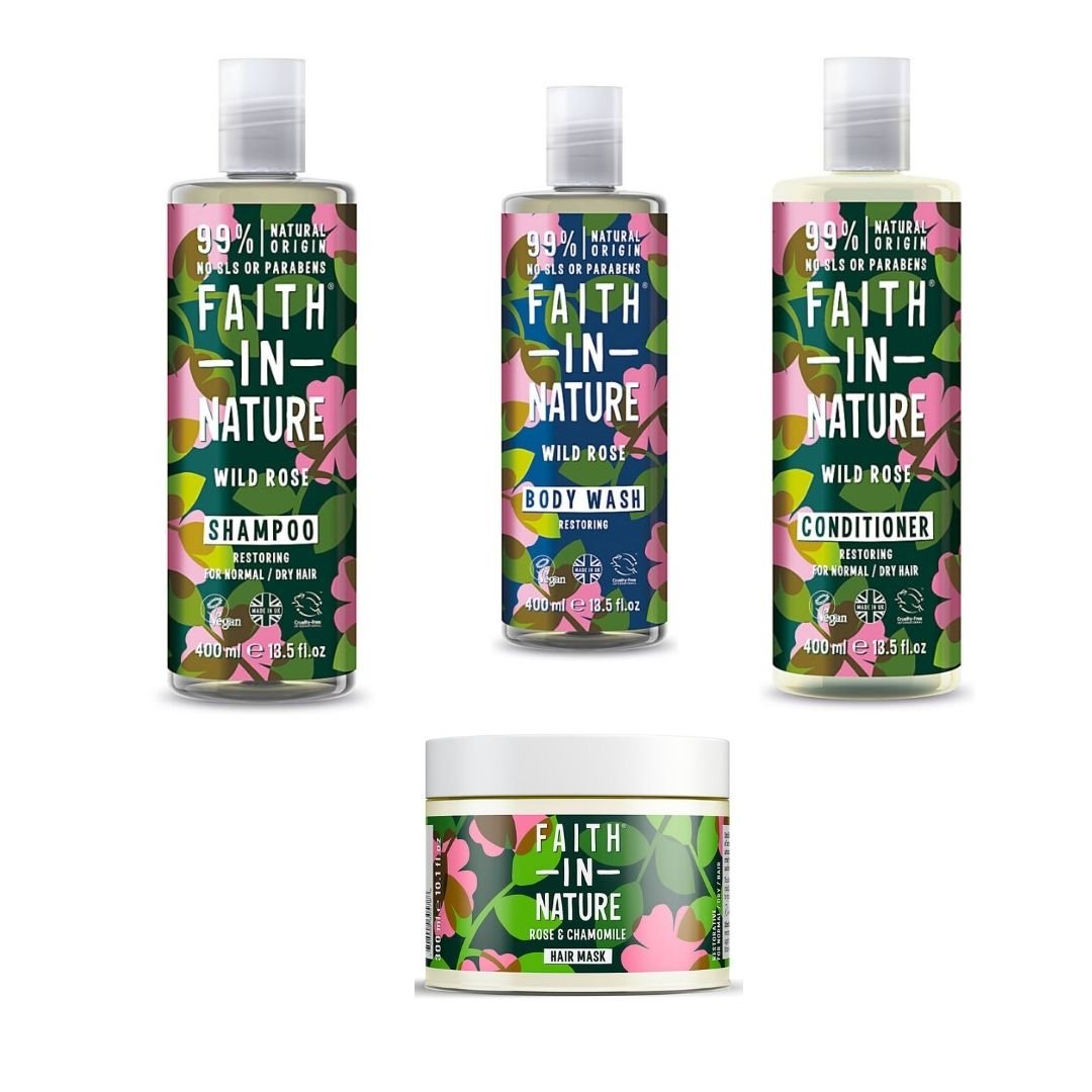 Gel de dus natural, hidratant, cu trandafir salbatic, Faith in Nature, 400 ml - imagine 2
